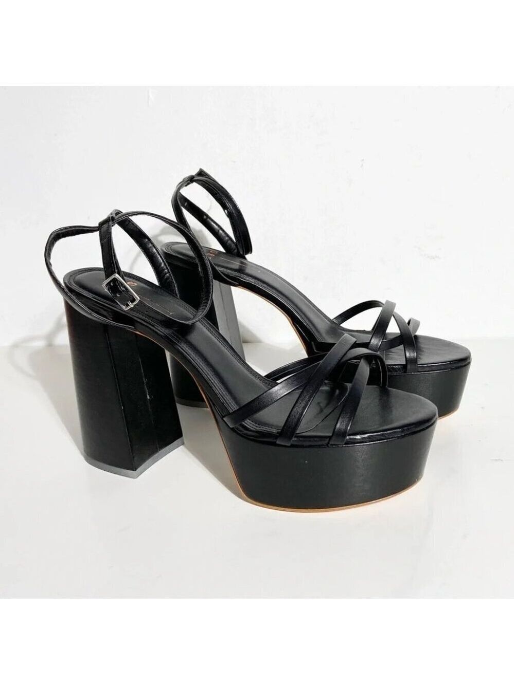 New BLACK SUEDE STUDIO Emani Strappy Platform Sandal in black size 40